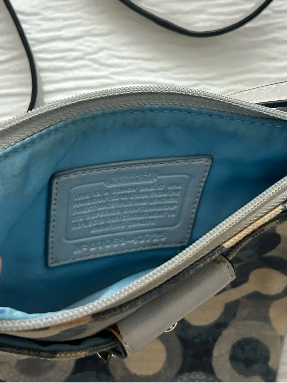 Vintage Coach Navy and Beige Signature Circle Print Crossbody Bag